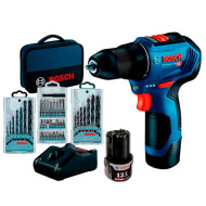 Акумуляторний дриль-шуруповерт Bosch GSR 12V-30 Professional, 2 акб 12 V, GAL 12V-40 і набір АС 39 шт Акумуляторний дриль-шуруповерт Bosch GSR 12V-30 Professional, 2 акб 12 V, GAL 12V-40 і набір АС 39 шт